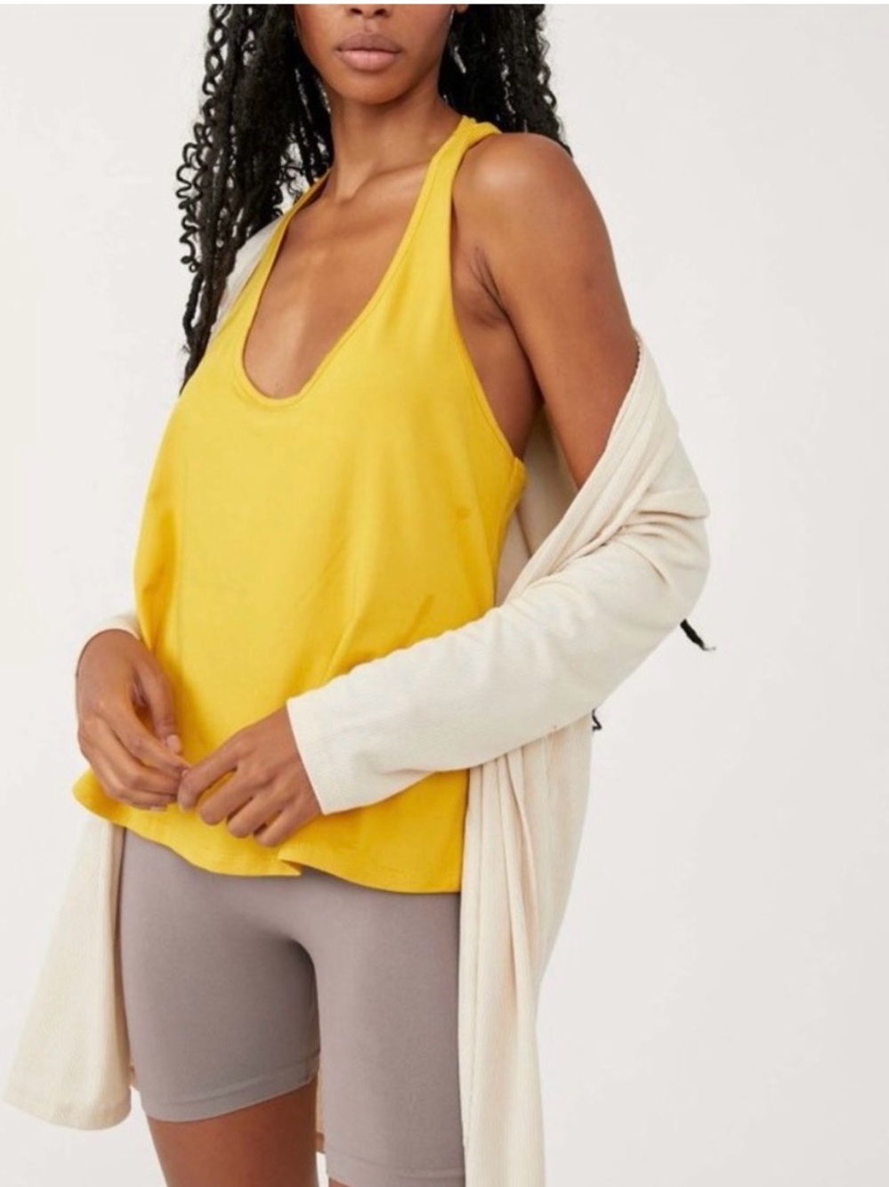 Free People Movement Mustard Yellow Open Back Racerback Active Tank XS